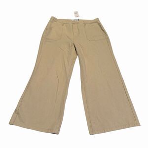 NEW LTS Long Tall Sally Chambray Women's Trousers Pants Wide Canvas Straight 16